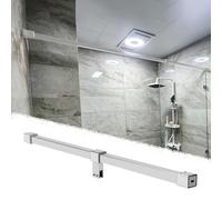 Xyrona Barre Fixation Paroi Douche Tige de Support Fixe pour Panneau Mural et Vitré, Barre de Support pour Douche sans Cadre, Barres de Renfort de Joint Rotatives à 360°(Silver,135cm/53in)