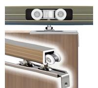 Xyrona Rail Porte Coulissante Rail de Porte Coulissante de 1-3.6 m, MatéRiel de Portes de Contournement avec des Rouleaux Blancs Tranquillement, Rail de BoîTe en Alliage(Champagne,2.8m/110)