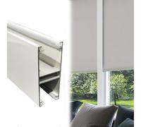 Xyrona Store avec Rail Obturateurs de Lumière Entre Deux Stores, 90, 105, 130, 150, 195, 210, 215, 225 Bandes Métalliques de Blocage, Rail Latéral Personnalisable Blanc/Noir/Gris(White,105cm/42)
