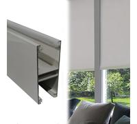 Xyrona Store avec Rail Obturateurs de Lumière Entre Deux Stores, 90, 105, 130, 150, 195, 210, 215, 225 Bandes Métalliques de Blocage, Rail Latéral Personnalisable Blanc/Noir/Gris(Gray,140cm/56)