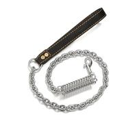 XYRTHSKO Corde de Traction for Chien en Acier Inoxydable doré avec Ressort Tampon, Laisse antidéflagrante for Animaux Compagnie, Compatible Les Grands Chiens, Pitbull, Doberman, Bully(Silver)