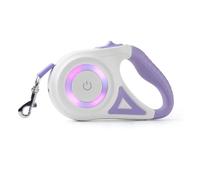 XYRTHSKO Laisse rétractable Automatique for Chien de 5 m avec Lampe Torche LED, en Nylon Durable, Compatible Les Chiens Compagnie, Corde Marche et Course réglable(Orange)