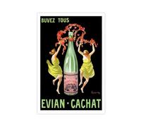 XYSWDD Buvez Tous Evian, Cachat Impression sur toile vintage avec logo « Food and Drink » - Décoration murale d'intérieur - Pour bar, restaurant, garage, café - 20 x 30 cm
