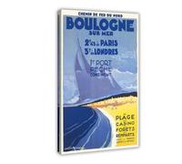 XYSWDD Impression sur toile vintage Boulogne sur Mer, Sa Plage, Son Casino, Ses Forets, Ses Remparts - Décoration murale pour maison, bar, restaurant, garage, café (60 x 90 cm)