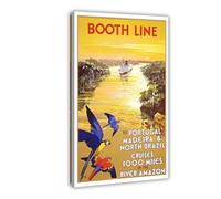 XYSWDD Poster vintage sur toile avec logo « Booth Route to Portugal », Madère, Nord du Brésil, 1 000 miles Up The Amazonie - Décoration murale pour maison, bar, restaurant, garage, café - 40 x 60 cm