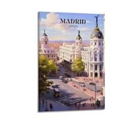 XYSXMY Impression sur toile vintage avec paysage de voyage et rues de Madrid - Décoration murale moderne pour chambre à coucher - 20 x 30 cm