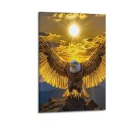 XYSXYCP Album photo d'art mural avec motif d'aigle à tête blanche glorieux au coucher du soleil - Décoration murale moderne pour salon (30 x 45 cm)