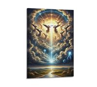 XYSXYCP Album photo mural avec affiches chrétiennes - Anges soufflant de trompettes - Scène céleste moderne pour décoration de salon - 20 x 30 cm