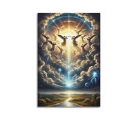 XYSXYCP Album photo mural avec affiches chrétiennes - Anges soufflant de trompettes - Scène céleste moderne pour décoration de salon - 60 x 90 cm