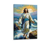 XYSXYCP Album photo mural avec affiches chrétiennes - Jésus Serein WalkingOnWater - Décoration murale moderne pour salon - 60 x 90 cm