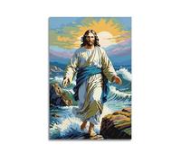 XYSXYCP Album photo mural avec affiches chrétiennes - Jésus Serein WalkingOnWater - Décoration murale moderne pour salon - 60 x 90 cm
