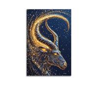 XYSXYCP Album photo mural avec impression du zodiaque - Cornes de Capricorne scintillantes - Décoration familiale moderne pour salon - 20 x 30 cm