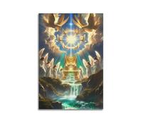 XYSXYCP Album photo mural avec posters chrétiens, trône céleste avec anges et colombes, décoration familiale moderne pour salon, 50 x 75 cm