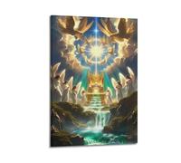 XYSXYCP Album photo mural avec posters chrétiens, trône céleste avec anges et colombes, décoration murale moderne pour salon, 20 x 30 cm