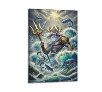 XYSXYCP Album photo mythologique d'art mural - Poster du dieu de la mer majestueux - Moderne - Pour décoration de salon - 60 x 90 cm