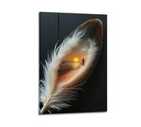 XYSXYCP Impression d'art mural avec motif de pêcheur poétique dans une plume moderne pour décoration de salon 50 x 75 cm