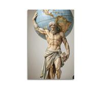 XYSXYCP Impression d'art mural - Statue de globe de l'Atlas puissant pour décoration de salon 40 x 60 cm