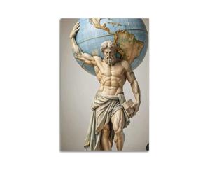 XYSXYCP Impression d'art mural - Statue de globe de l'Atlas puissant pour décoration de salon 40 x 60 cm