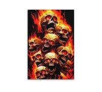 XYSXYCP Impression sur toile Motif crânes flamboyants 30 x 45 cm