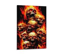 XYSXYCP Impression sur toile Motif crânes flamboyants 30 x 45 cm