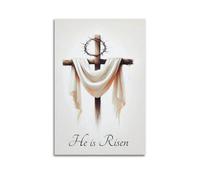 XYSXYCP Impression sur toile murale avec croix chrétienne « He Is Risen » - Décoration moderne pour salon, chambre à coucher - 20 x 30 cm