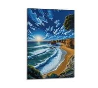 XYSXYCP Impression sur toile murale avec falaises ensoleillées et côtières - Décoration moderne pour salon, chambre à coucher - 30 x 45 cm