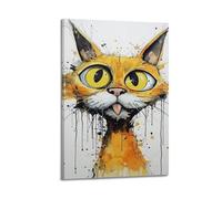 XYSXYCP Impression sur toile murale avec motif chat et langue vivante, décoration moderne pour salon, chambre à coucher 20 x 30 cm