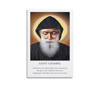 XYSXYCP Impression sur toile murale chrétienne avec citation inspirante de Saint Charbel - Décoration moderne pour salon, chambre à coucher - 20 x 30 cm