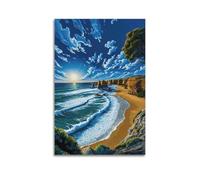 XYSXYCP Impression sur toile murale moderne avec falaises côtières ensoleillées pour salon, chambre à coucher (50 x 75 cm)
