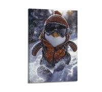 XYSXYCP Impression sur toile murale style pingouin sportif moderne pour salon, chambre à coucher 30 x 45 cm