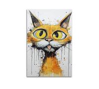 XYSXYCP Impression sur toile représentant un chat avec langue, décoration moderne pour salon, chambre à coucher (50 x 75 cm)