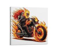 XYSXYCP Impression sur toile représentant une moto squelette ardente - Décoration moderne pour salon, chambre à coucher - 30 x 30 cm