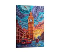 XYSXYCP PaperArt BigBen And RedBus Décoration murale pour salon 40 x 60 cm