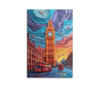XYSXYCP PaperArt BigBen And RedBus Décoration murale pour salon 40 x 60 cm