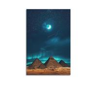 XYSXYCP Poster mural avec pyramides égyptiennes sous une étoile filante la nuit pour décoration de salon 20 x 30 cm