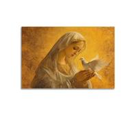 XYSXYCP Poster mural Vierge Marie avec colombe à l'huile - Style serein et divin moderne pour décoration de salon 20 x 30 cm