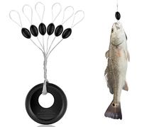XYTAHDM 100 Pièces Stop Float Peche, 6 en 1 Caoutchouc Arrêt de Bouchons Pêche, Stop Fil Peche avec Taille L pour Les Ruisseaux, Les Rivières, Les Lacs, La Pêche en Mer, Les Réservoirs - Noir