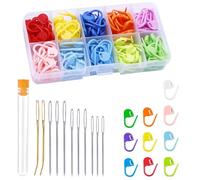 XYTAHDM 120 Marqueur Tricot,Marqueur Crochet,10 Couleurs Anneaux Marqueurs Tricot,11 Aiguille A Laine, Marqueurs de Mailles Verrouillables, Marqueur Crochet Tricot pour Crocheté et Projets Tricotés