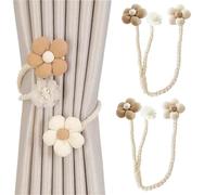 XYTAHDM 2Pcs Fleurs Attaches de Rideaux, D'embrasses de Rideaux,Embrasse Rideau Attaches Rideau,Accessoires de Rideaux Tricotés pour la Décoration Intérieure et Extérieure
