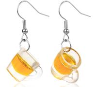XYTAHDM Boucles d'Oreilles Drôles, Boucles d'oreilles en forme de tasse de bière, Boucles d'oreilles amusantes en forme de verre à bière, Bijoux de fête créatifs, pour femmes et filles