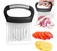 XYTAHDM Porte-tranche d'oignon en acier inoxydable,Avec housse de protection,Coupe Citron, Coupe-Légumes,Alimentaire Tranche Assistant, pour pommes de terre, viande, oignons, légumes