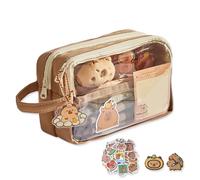 XYTAHDM Trousse à Crayons Capybara - Grande Trousse De Papeterie avec 10 Autocollants et 2 Broches, 5e Étage