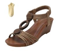 Xytraiihw Sandales Compensées pour Femmes, Grande Taille Sandales Élégantes Et Confortables Chaussures Ouvertes D'été À Plateforme Romaine,Marron,35 EU