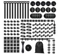 xyuayamz 204 Pièces Kit de Gestion des Câbles, 92 Supports Autocollants de Clips de Câble, 100 Cable Ties, 10 Attache Cable Celcro+1 Rouleaux Ruban Auto-Adhésif, pour TV PC Bureau Cable Management
