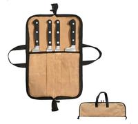 xyuayamz Etui Couteau, Malette de Couteaux de Cuisine Professionnelle, Malette Couteaux Professionnel Doté d'une Poignée de Transport et d'une Fermeture à Glissière, Toile Cirée Imperméable, Kaki