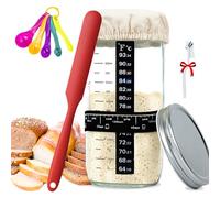 xyuayamz Kit de Démarrage au Levain, 730ml Kit pour Faire du Pain, avec Spatule, Thermomètre, Ferraille, Housse en Tissu, Couvercle en Métal, Cuillère à Mesurer, pour Amateurs et Pros(12 Pièces)