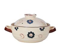 XYUERU Casserole japonaise résistante à la chaleur, marmite en argile de cuisson for ragoût braisé, cocotte en argile de style japonais rétro for ragoût à la vapeur, fournitures de Noël(1.5L)