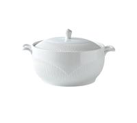 XYUERU Pot à soupe en céramique blanche, soupière avec couvercle en verre et cuillère, bol à soupe avec poignées en porcelaine, for soupe, céréales, ragoût