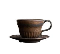 XYUERU Tasse à café en porcelaine tendre, tasse à café européenne avec soucoupe, tasse à thé vintage en porcelaine avec soucoupe, for cappuccino, café, thé, bureau(Brass)