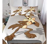 XYueww 3D Wile E. Coyote Housse De Couettes, avec Taies d'oreiller avec Fermeture Éclair, Looney Tunes Housse De Couette Microfibre, Parure De Lit pour Adultes Et Adolescents, Double(200x200cm)